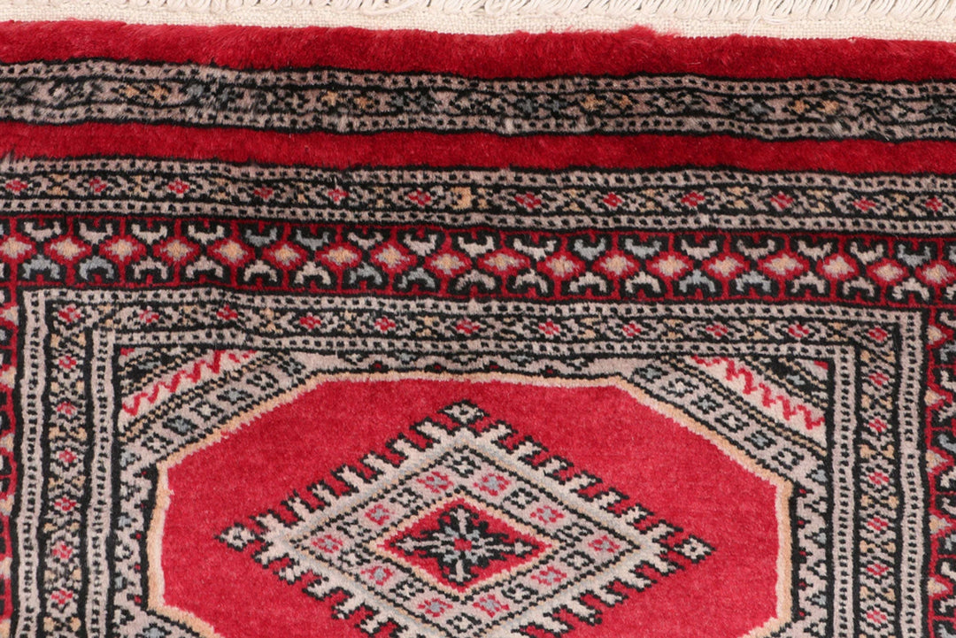 Red Pakistani Jaldar Rug 2' x 6'4" Hand-Knotted | No. QA92361