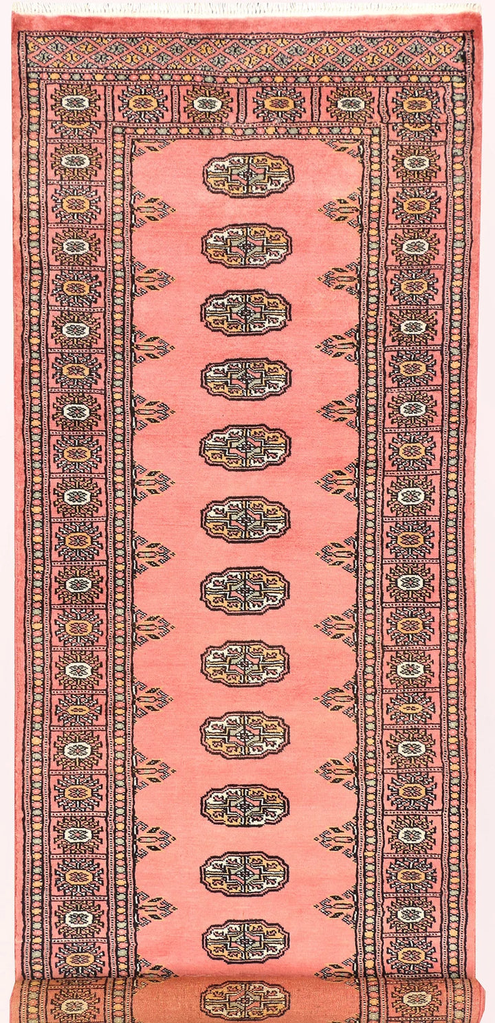 Light Coral Pakistani Bokhara Rug 2'8" x 8' Hand-Knotted | No. QA92524