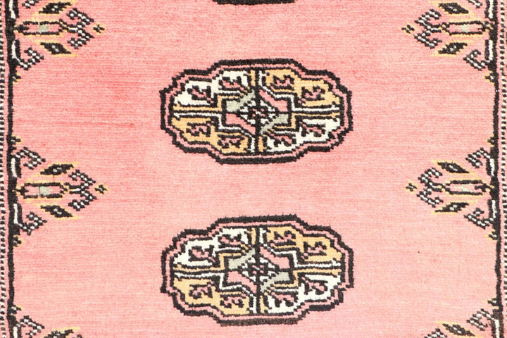Light Coral Pakistani Bokhara Rug 2'8" x 8' Hand-Knotted | No. QA92524