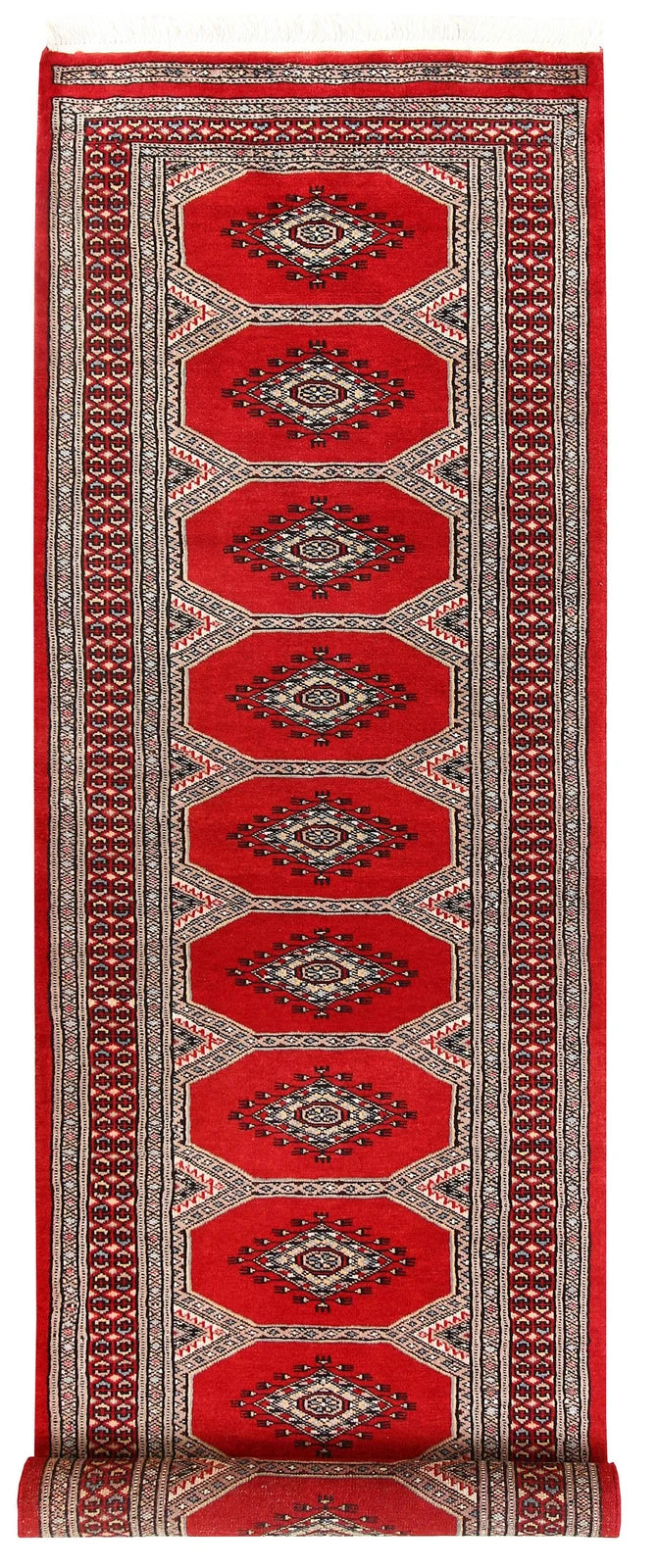 Firebrick Red Pakistani Jaldar Runner 2' 5" x 9' 3" Hand-Knotted | No. QA92525