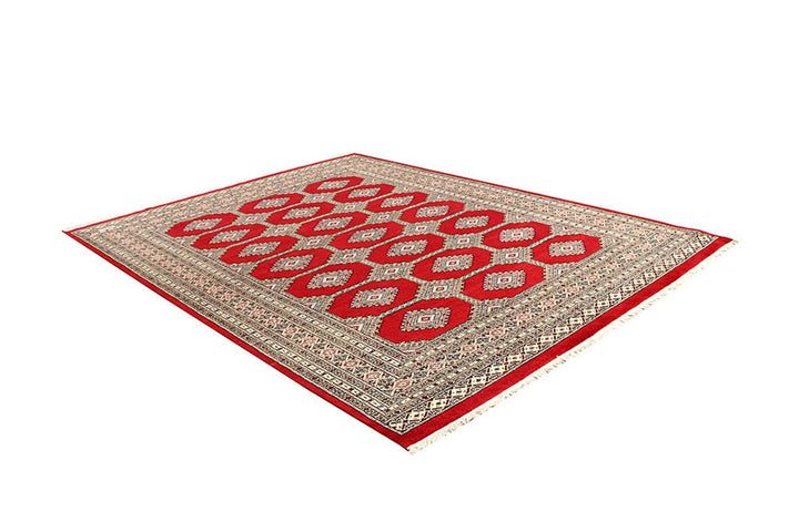 Red Pakistani Jaldar Rug 6' 10" x 8' 10" Hand-Knotted | No. QA92542