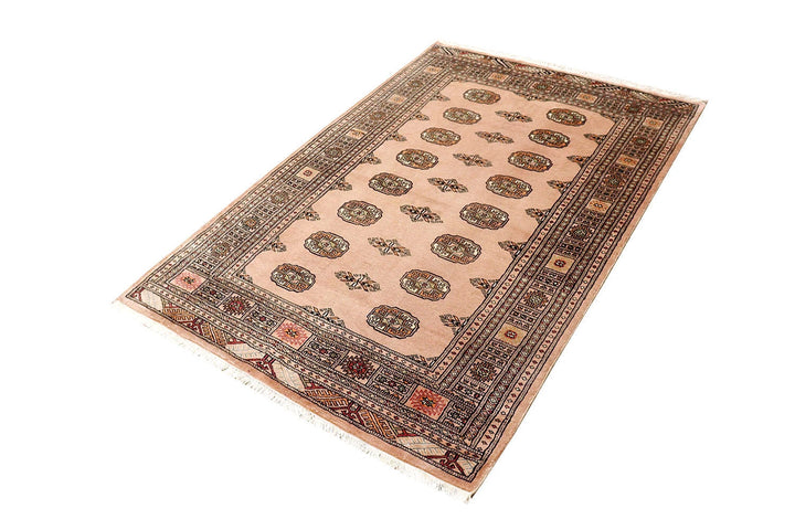 Brown Pakistani Bokhara Rug 4' x 6'1" Hand-Knotted | No. QA92571
