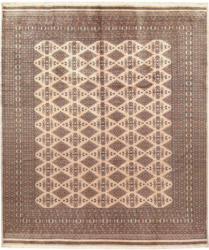 Brown Pakistani Jaldar Rug 9' 4" x 10' 11" Hand-Knotted | No. QA92651