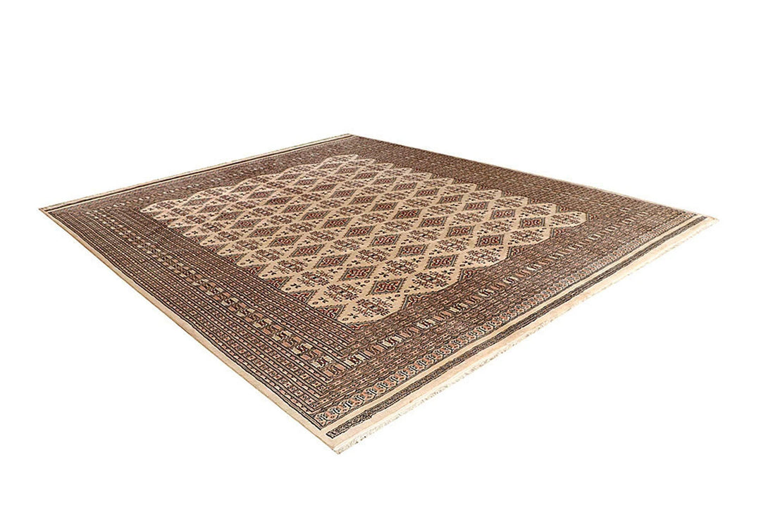 Brown Pakistani Jaldar Rug 9' 4" x 10' 11" Hand-Knotted | No. QA92651