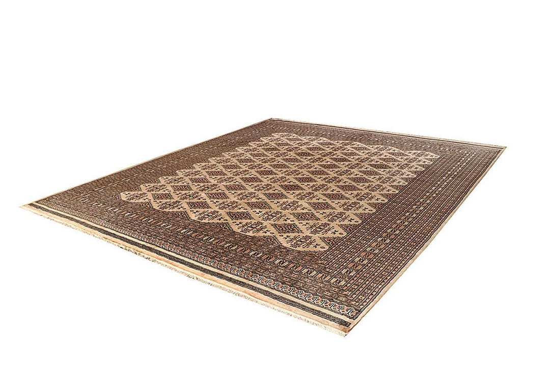 Brown Pakistani Jaldar Rug 9' 4" x 10' 11" Hand-Knotted | No. QA92651