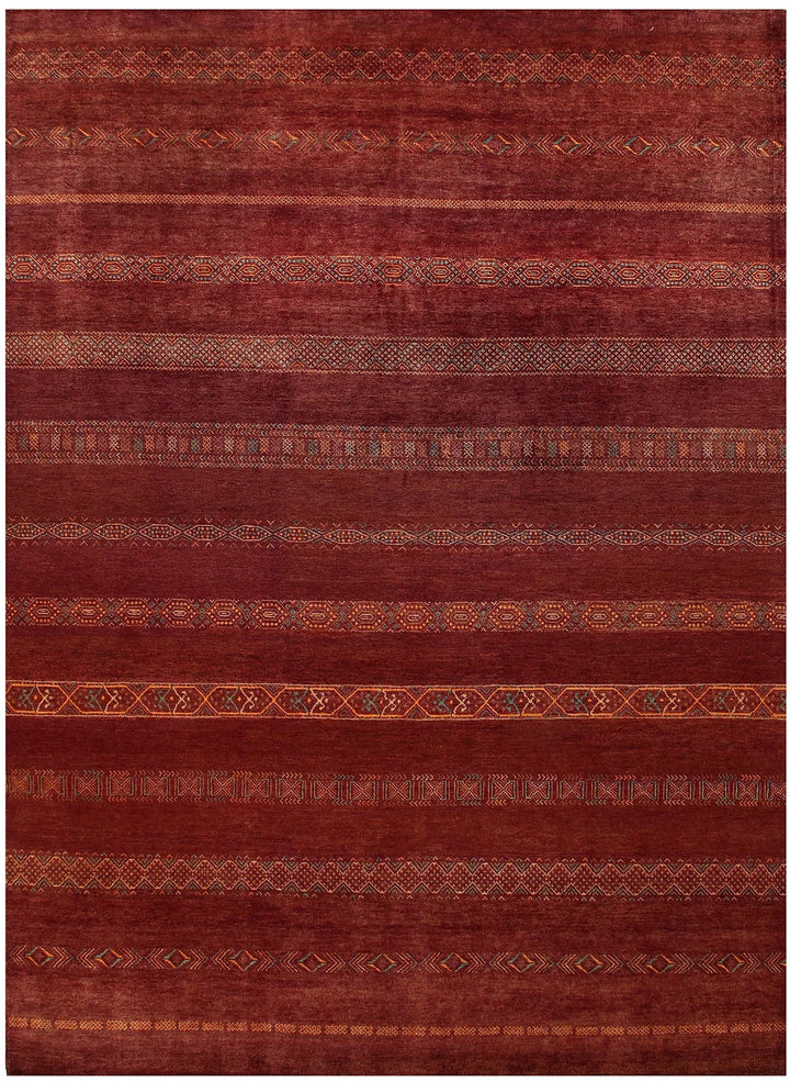 Brown Pakistani Gabbeh Rug 8' 6" x 11' 5" Hand-Knotted | No. QA92686