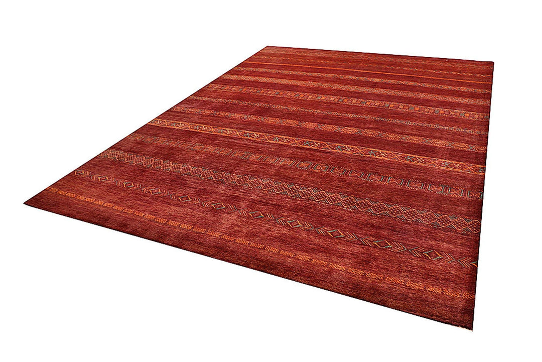 Brown Pakistani Gabbeh Rug 8' 6" x 11' 5" Hand-Knotted | No. QA92686