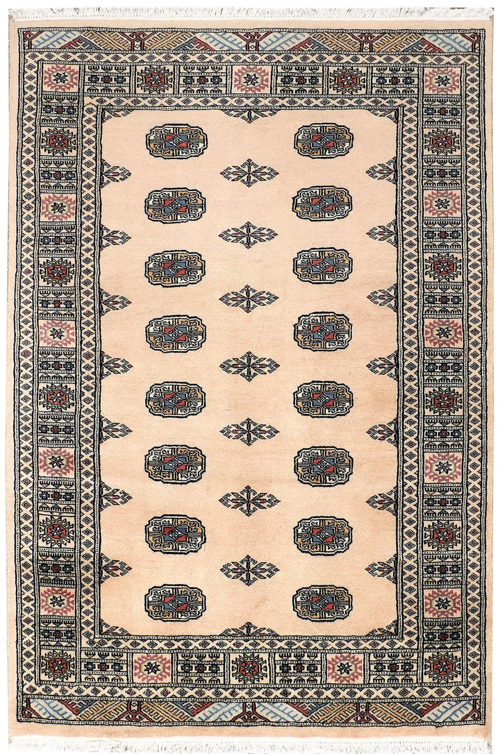 Brown Pakistani Bokhara Rug 4' x 6'1" Hand-Knotted | No. QA92755