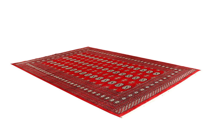 Red Pakistani Bokhara Rug 6' 3" x 8' 10" Hand-Knotted | No. QA93015