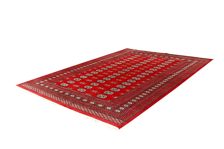 Red Pakistani Bokhara Rug 6' 3" x 8' 10" Hand-Knotted | No. QA93015