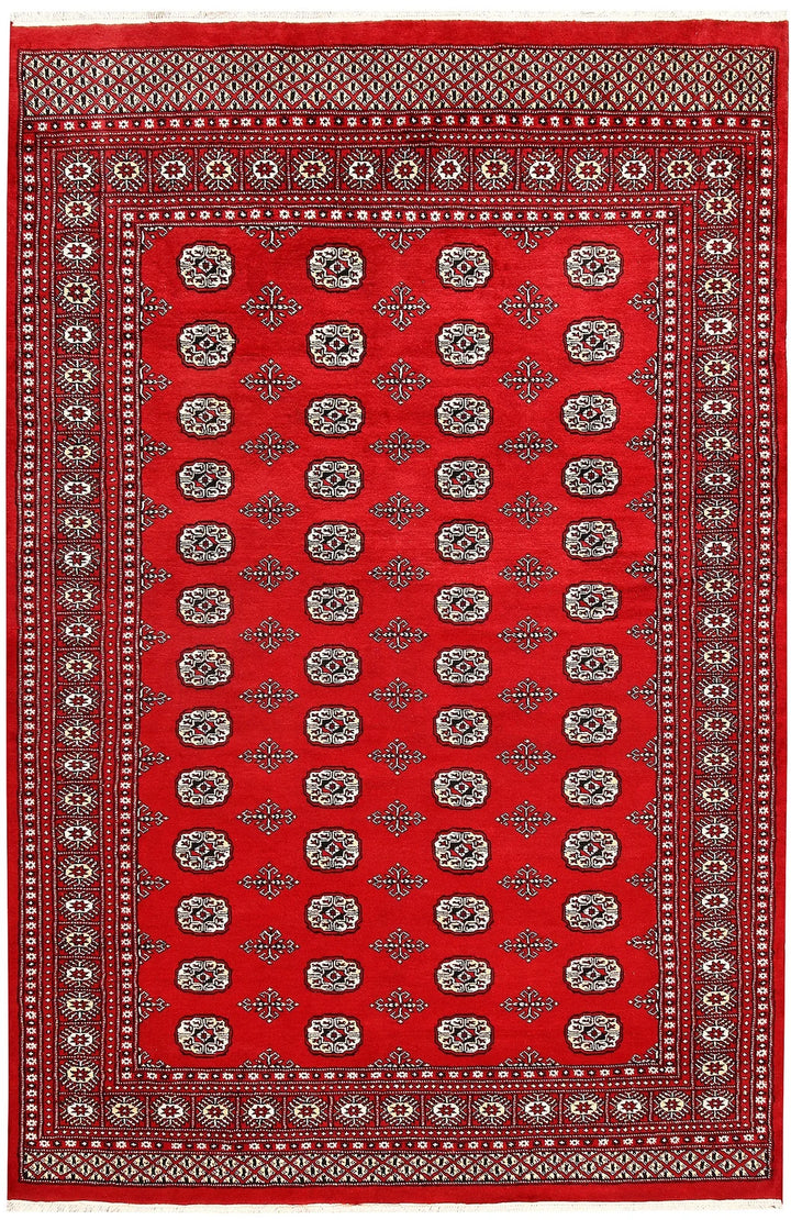 Red Bokhara Rug 6' 1" x 9' 3" Hand-Knotted | No. QA93049