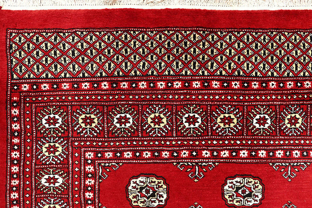 Red Bokhara Rug 6' 1" x 9' 3" Hand-Knotted | No. QA93049