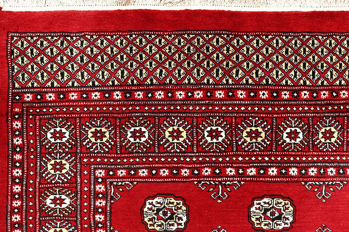 Red Bokhara Rug 6' 1" x 9' 3" Hand-Knotted | No. QA93049