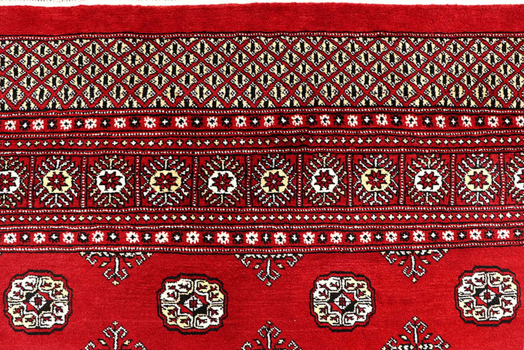Red Bokhara Rug 6' 1" x 9' 3" Hand-Knotted | No. QA93049