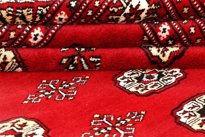 Red Bokhara Rug 6' 1" x 9' 3" Hand-Knotted | No. QA93049