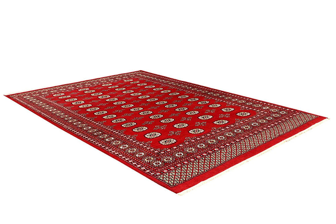Red Bokhara Rug 6' 1" x 9' 3" Hand-Knotted | No. QA93049