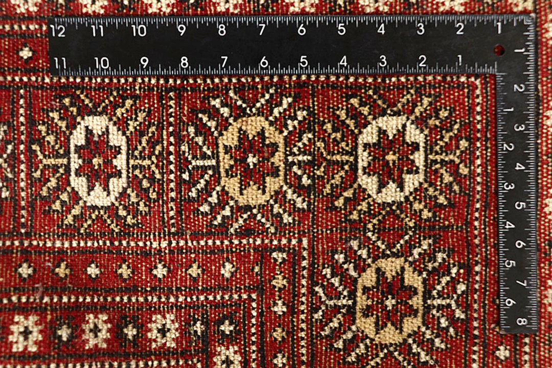 Red Bokhara Rug 6' 1" x 9' 3" Hand-Knotted | No. QA93049