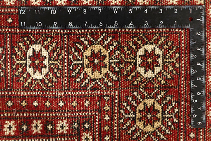 Red Bokhara Rug 6' 1" x 9' 3" Hand-Knotted | No. QA93049