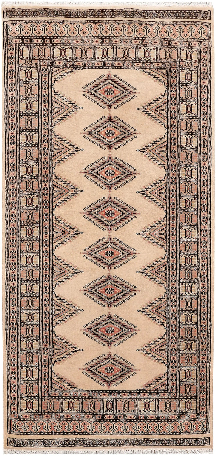 Brown Pakistani Jaldar Rug 3' x 6'4" Hand-Knotted | No. QA93206