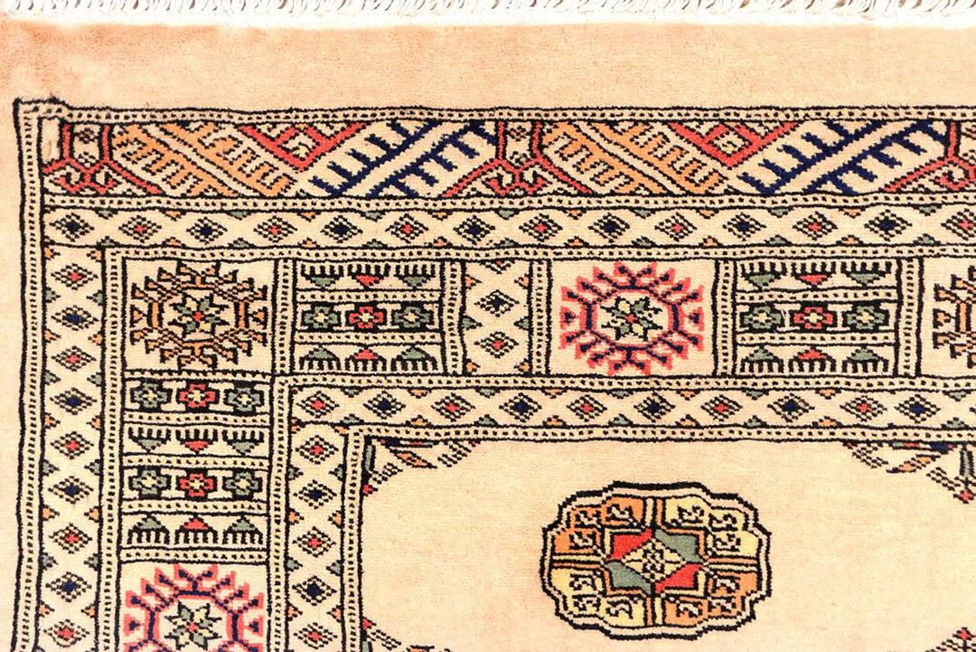 Brown Pakistani Bokhara Rug 4' 1" x 6' 1" Hand-Knotted | No. QA93302