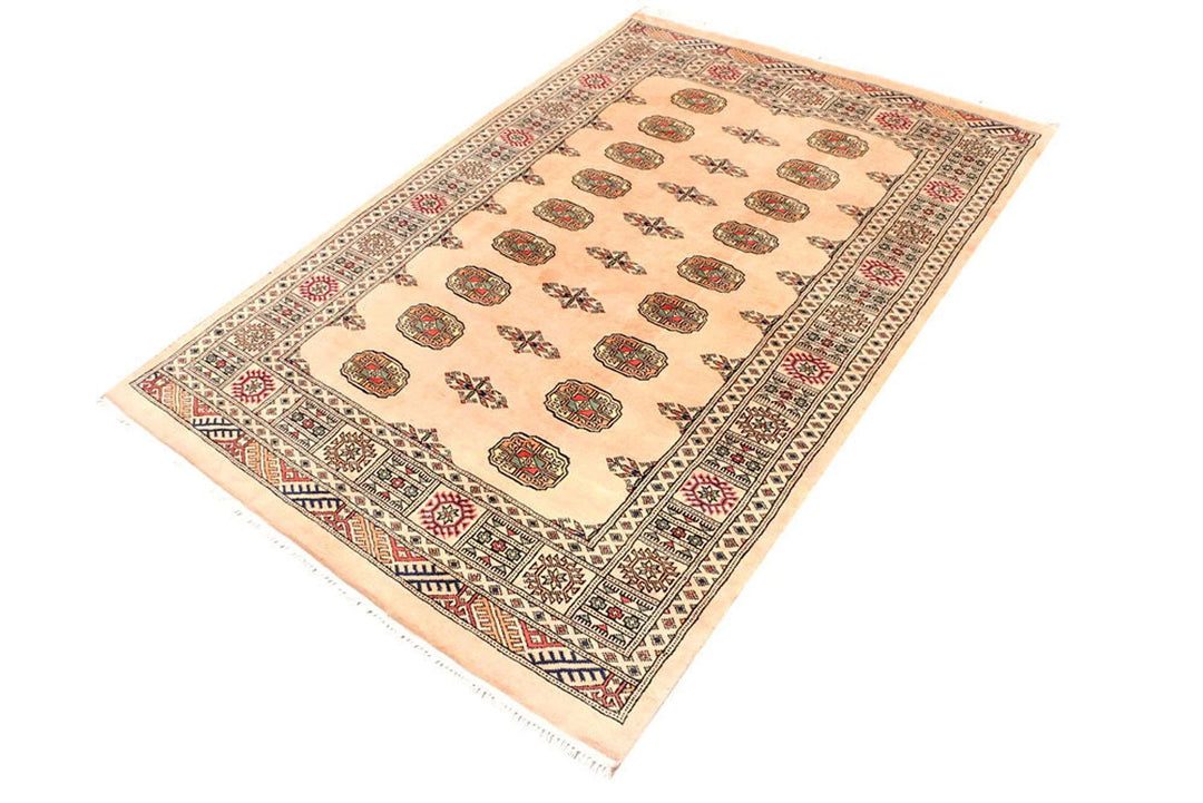 Brown Pakistani Bokhara Rug 4' 1" x 6' 1" Hand-Knotted | No. QA93302