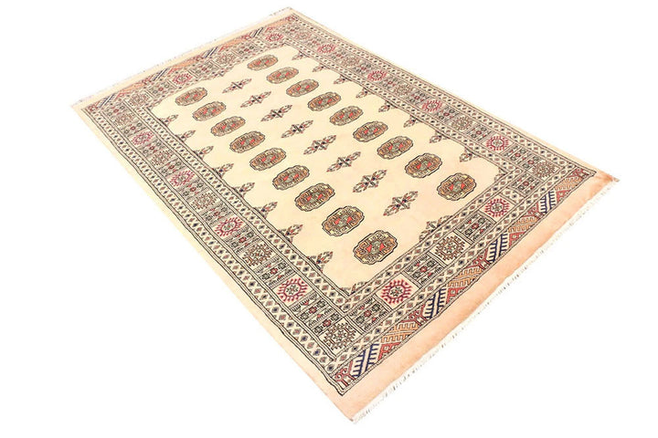 Brown Pakistani Bokhara Rug 4' 1" x 6' 1" Hand-Knotted | No. QA93302