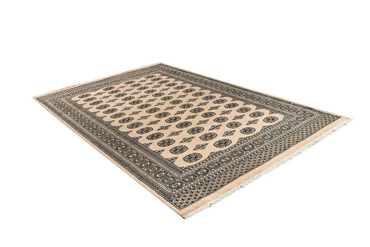 Bisque Pakistani Bokhara Rug 6' x 9' Hand-Knotted | No. QA93309