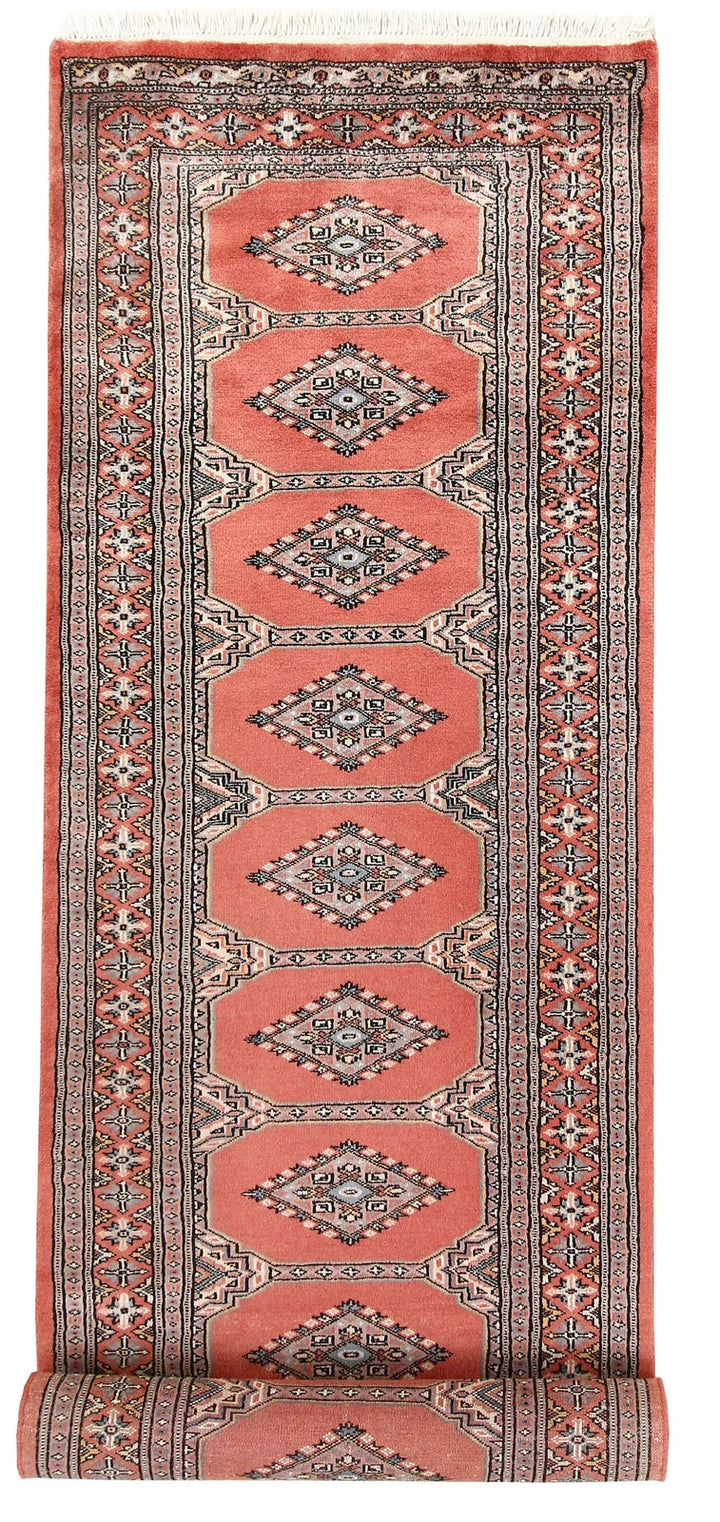 Light Salmon Pakistani Jaldar Runner 2' 7" x 10' 1" Hand-Knotted | No. QA93311