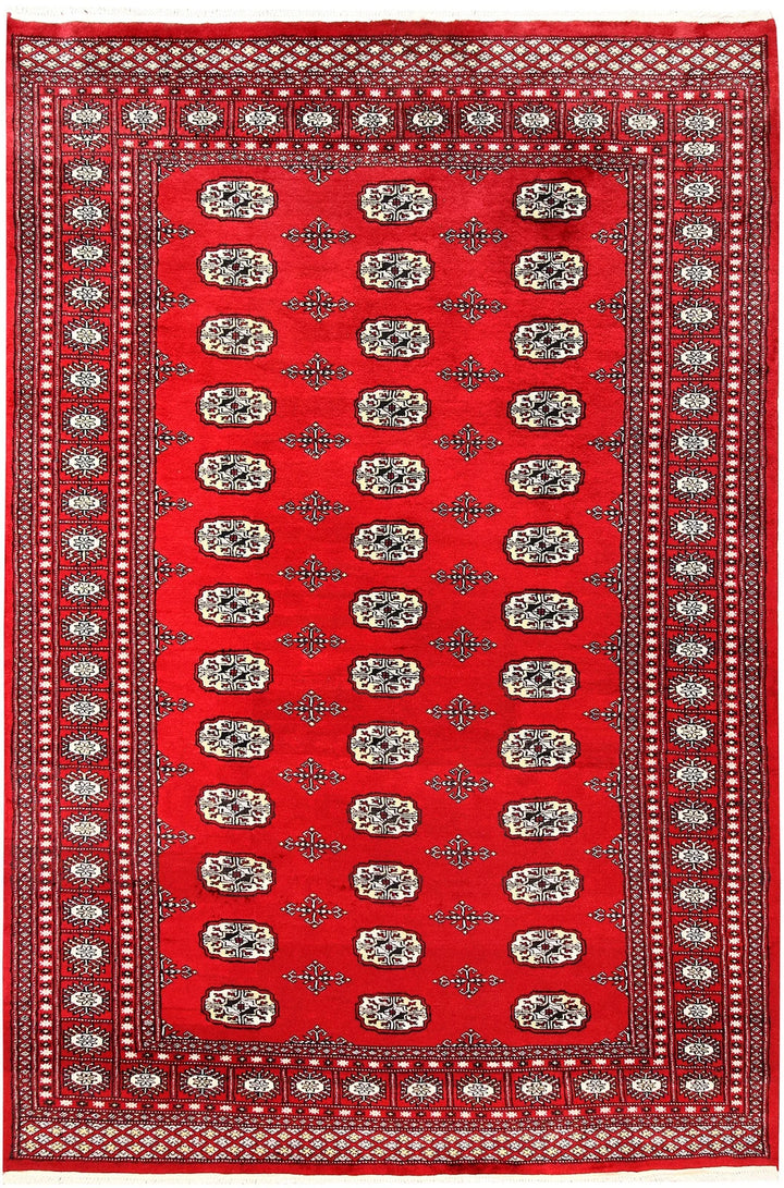 Red Bokhara Rug 5' 11" x 8' 10" Hand-Knotted | No. QA93463