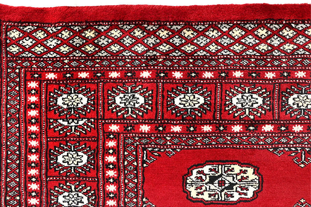 Red Bokhara Rug 5' 11" x 8' 10" Hand-Knotted | No. QA93463