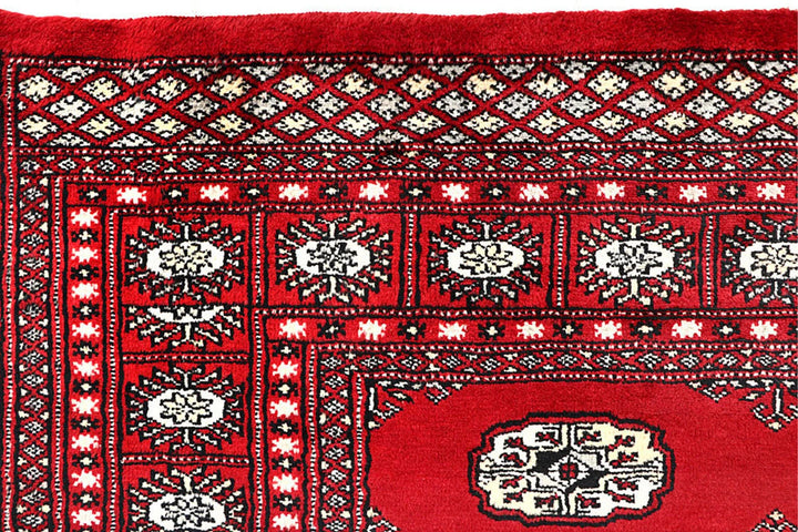 Red Bokhara Rug 5' 11" x 8' 10" Hand-Knotted | No. QA93463