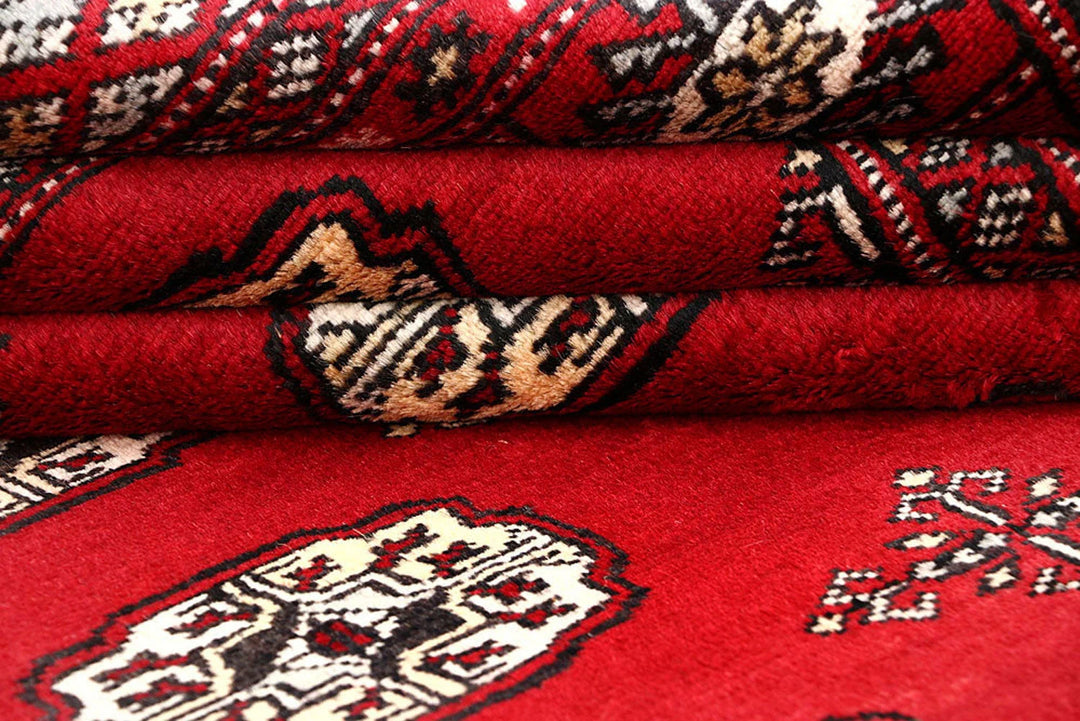 Red Bokhara Rug 5' 11" x 8' 10" Hand-Knotted | No. QA93463