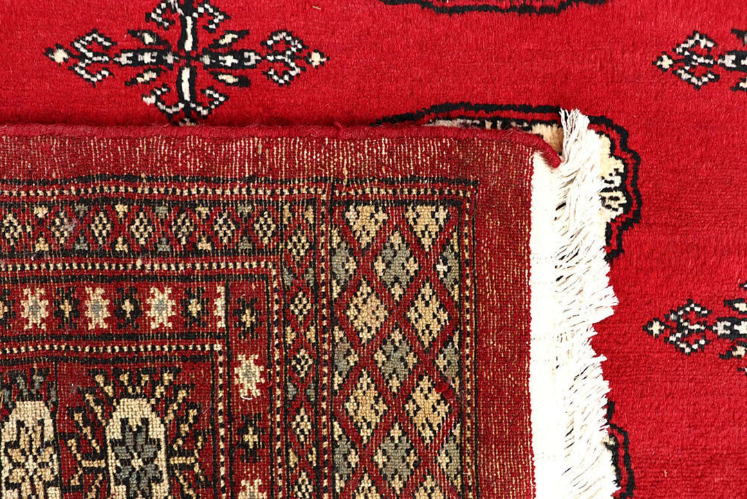 Red Bokhara Rug 5' 11" x 8' 10" Hand-Knotted | No. QA93463