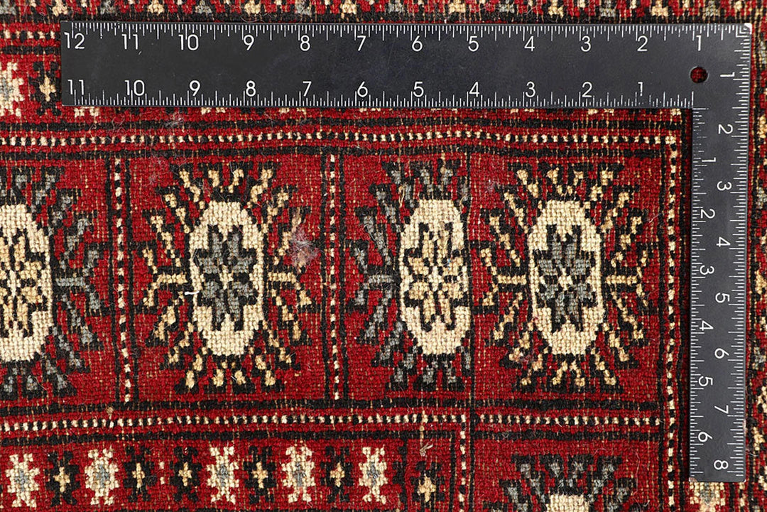 Red Bokhara Rug 5' 11" x 8' 10" Hand-Knotted | No. QA93463