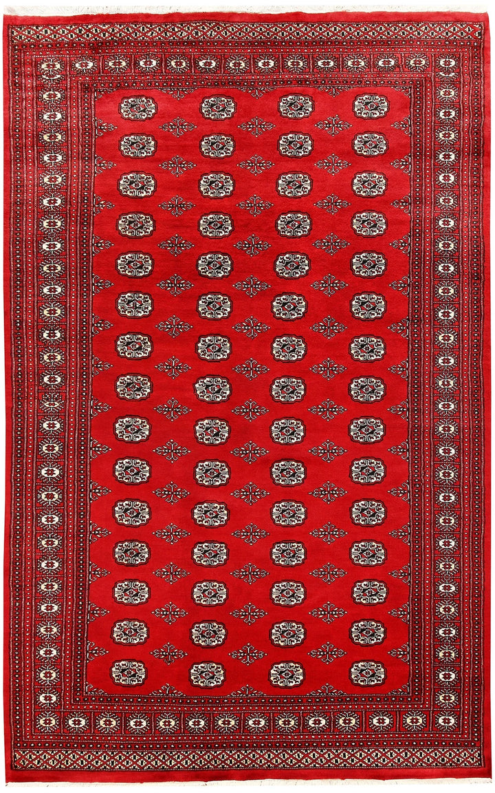 Red Bokhara Rug 6' x 9' 5" Hand-Knotted | No. QA93505