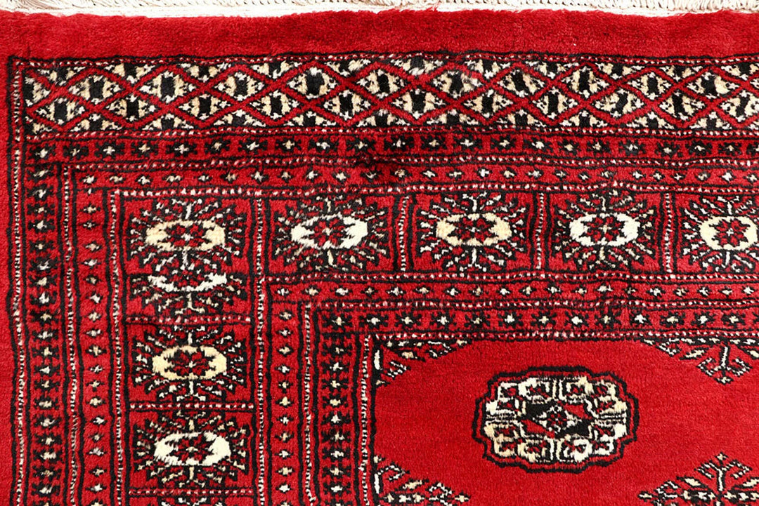 Red Bokhara Rug 6' x 9' 5" Hand-Knotted | No. QA93505
