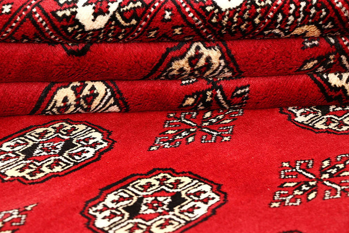 Red Bokhara Rug 6' x 9' 5" Hand-Knotted | No. QA93505