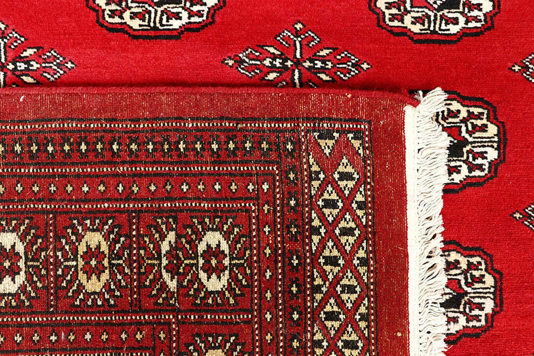Red Bokhara Rug 6' x 9' 5" Hand-Knotted | No. QA93505