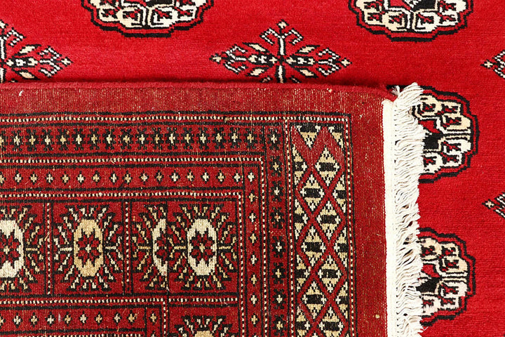 Red Bokhara Rug 6' x 9' 5" Hand-Knotted | No. QA93505