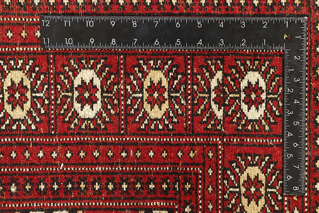 Red Bokhara Rug 6' x 9' 5" Hand-Knotted | No. QA93505