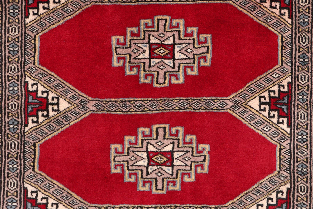 Dark Red Pakistani Jaldar Rug 3' 1" x 5' Hand-Knotted | No. QA93512