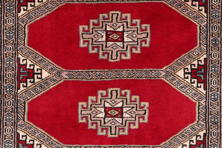 Dark Red Pakistani Jaldar Rug 3' 1" x 5' Hand-Knotted | No. QA93512