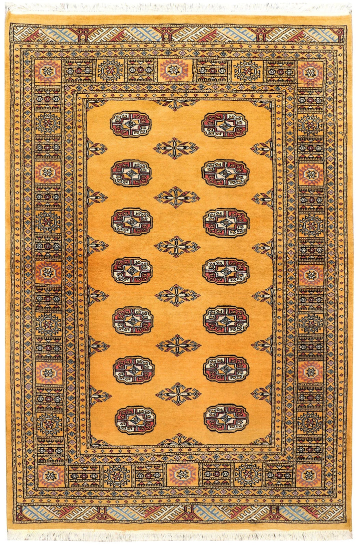 Brown Pakistani Bokhara Rug 4' x 6' 2" Hand-Knotted | No. QA93515
