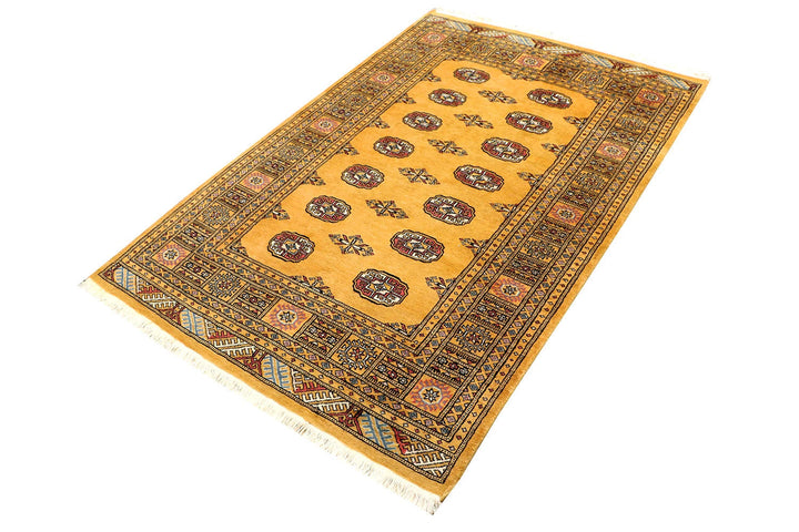 Brown Pakistani Bokhara Rug 4' x 6' 2" Hand-Knotted | No. QA93515