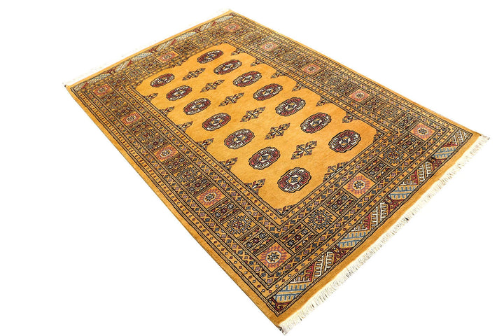 Brown Pakistani Bokhara Rug 4' x 6' 2" Hand-Knotted | No. QA93515