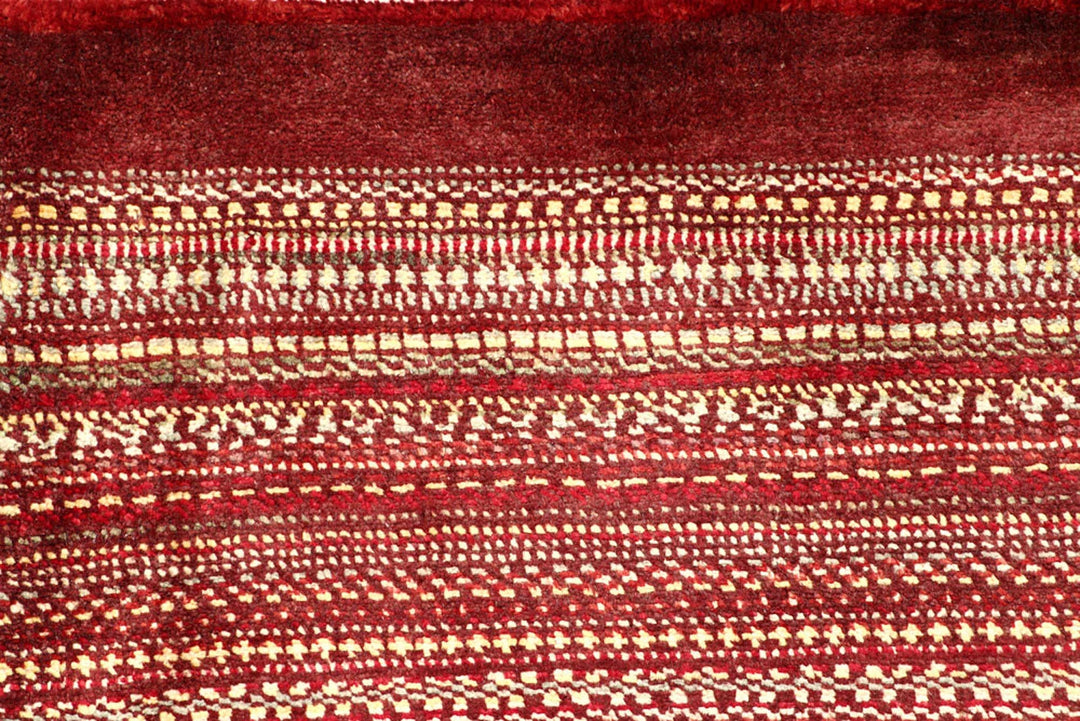 Multi-Colored Pakistani Gabbeh Rug 4' 1" x 6' 1" Hand-Knotted | No. QA93552