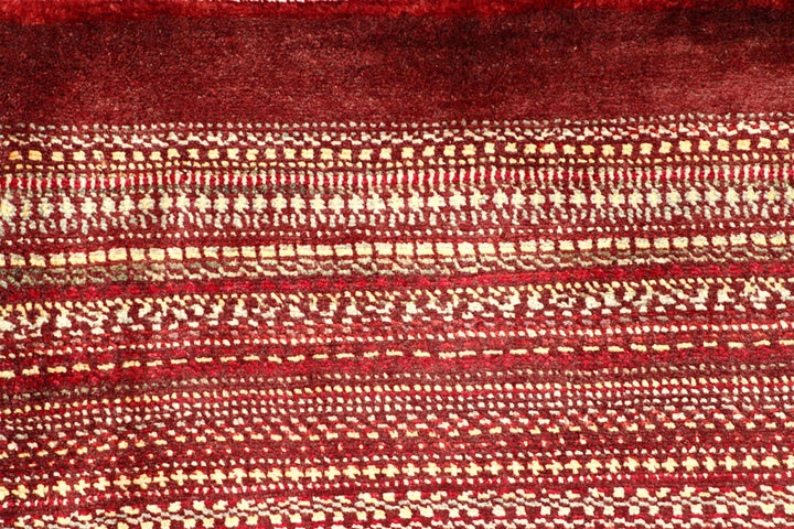 Multi-Colored Pakistani Gabbeh Rug 4' 1" x 6' 1" Hand-Knotted | No. QA93552