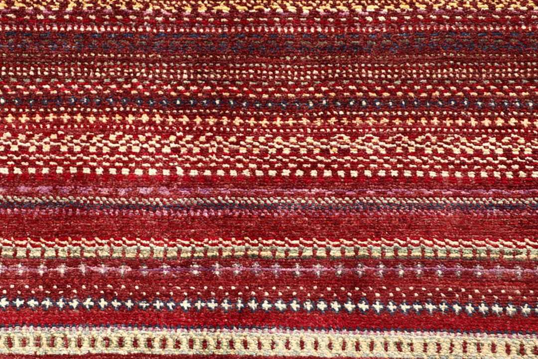 Multi-Colored Pakistani Gabbeh Rug 4' 1" x 6' 1" Hand-Knotted | No. QA93552