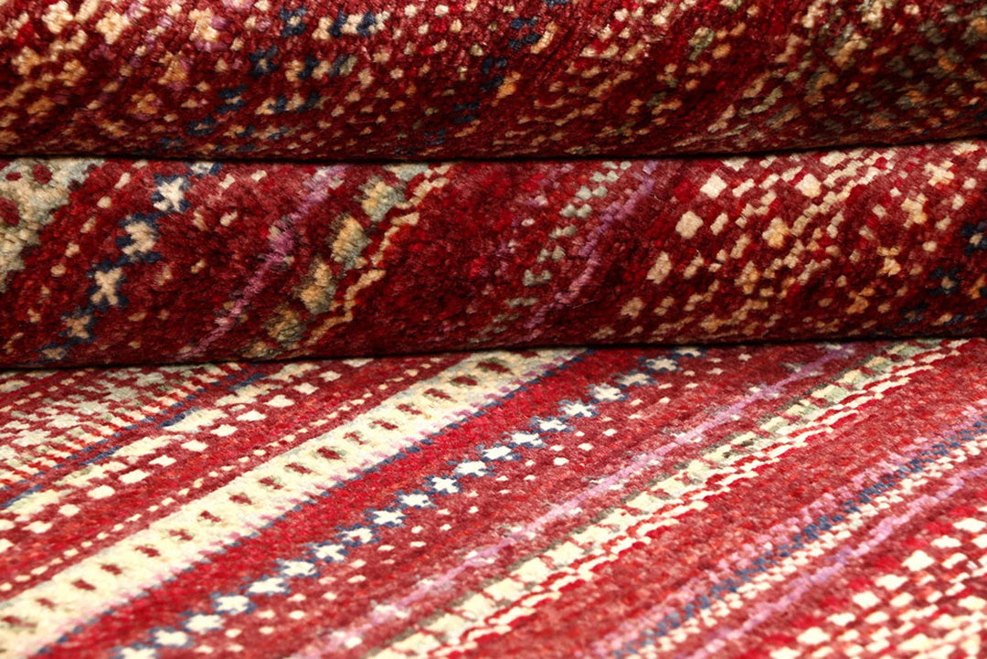 Multi-Colored Pakistani Gabbeh Rug 4' 1" x 6' 1" Hand-Knotted | No. QA93552