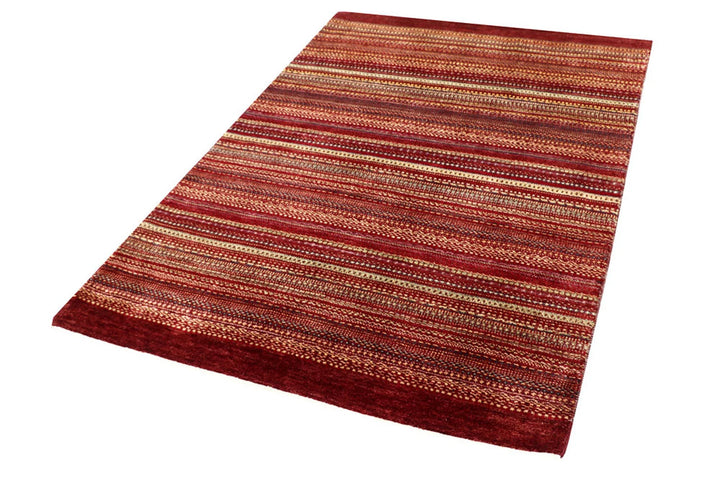 Multi-Colored Pakistani Gabbeh Rug 4' 1" x 6' 1" Hand-Knotted | No. QA93552